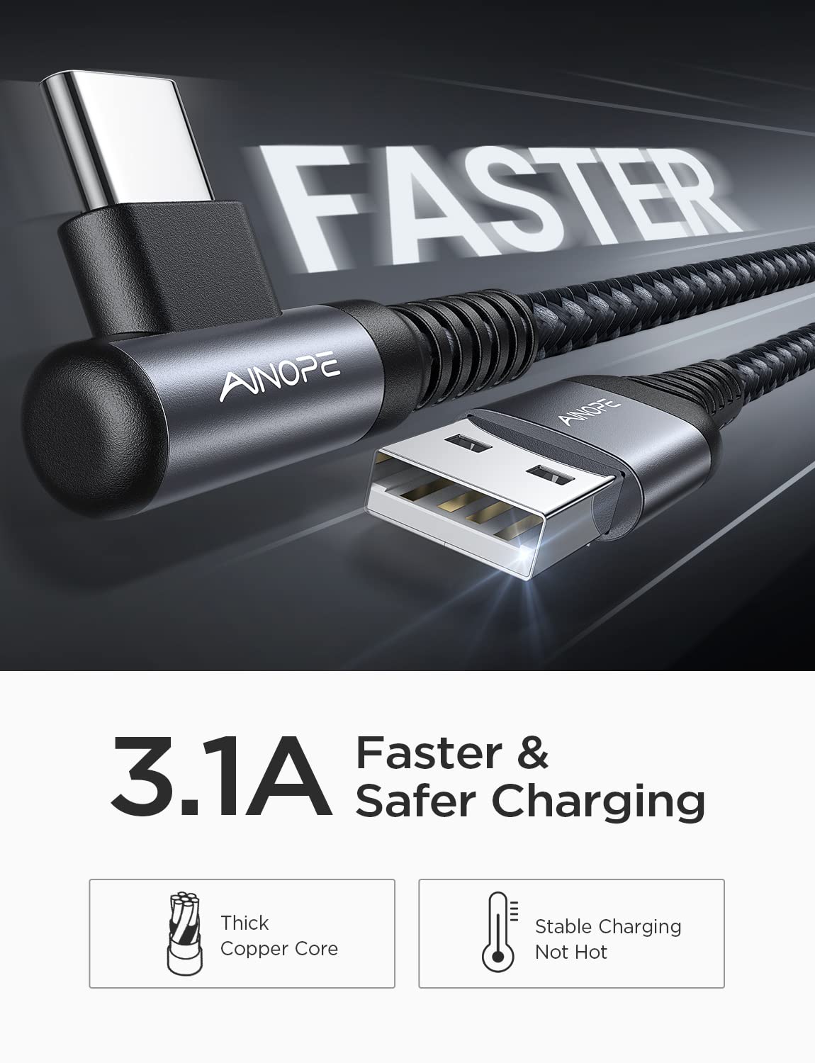 AINOPE 2 pac 1M Nylon Braided USB C Charging Cable Compatible with Galaxy S21+ Ultra, iPad mini/Air/Pro, Pixel 6X