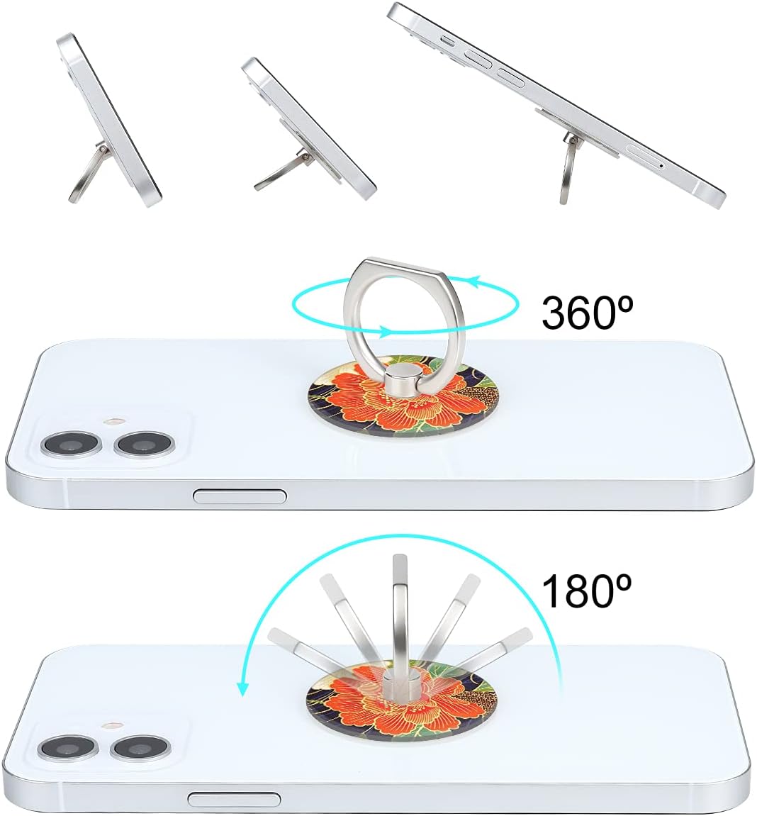 Bonoma Phone Ring Holder, 3 Pack Universal Finger Ring Stand Grip Kickstand Ring for All Smartphones (Flowers)