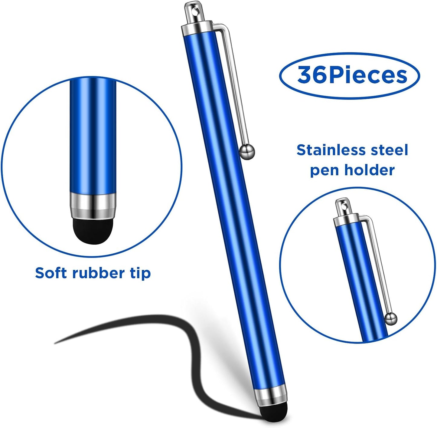 Outus 36 Pcs Stylus Pen for Universal Capacitive Touch Screens Devices, Stylus Pen Compatible with Tablet for Classroom Travel Olders Friendly(Dark Blue,Black)