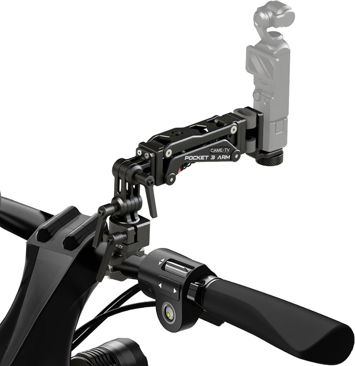 Came-TV Motorcycle Camera Mount Stabilizer, Bike Camera Mount,Handlebar Mount Shock Absorber Arm, Anti-Shake Motorcycle Mount PK04 Compatible with Pocket 2, Pocket 3, 360 Action Cameras, Smartphones