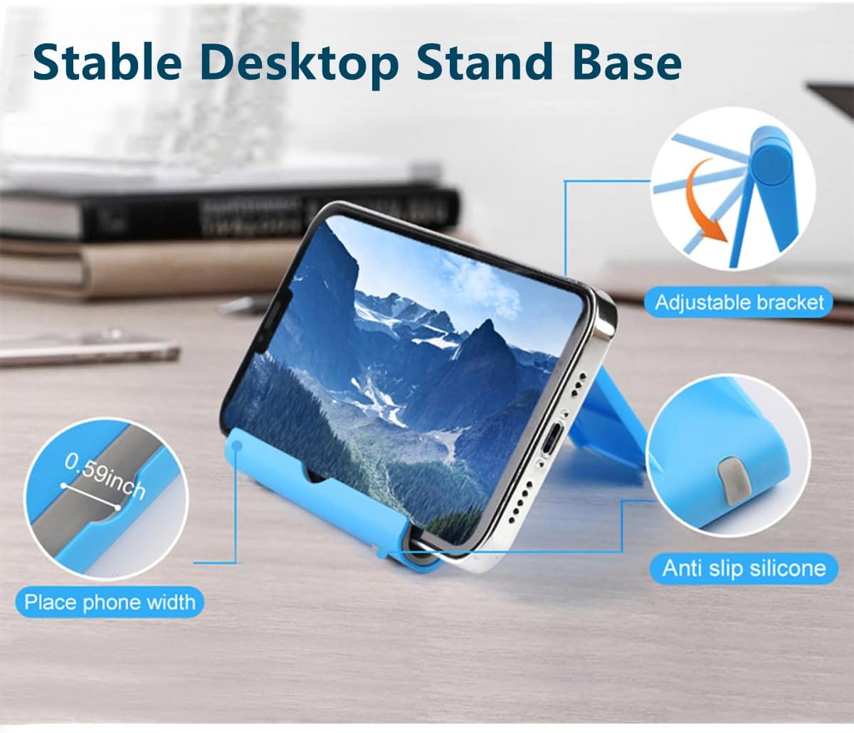 Cell Phone Stand for Desk 2 Pack Mobile Phone Holders Desktop Tablet Stand, Foldable Phone Dock Universal Adjustable Tablet Stand for Desk Compatible with Cell Phone Support (Pink 2 PCS)