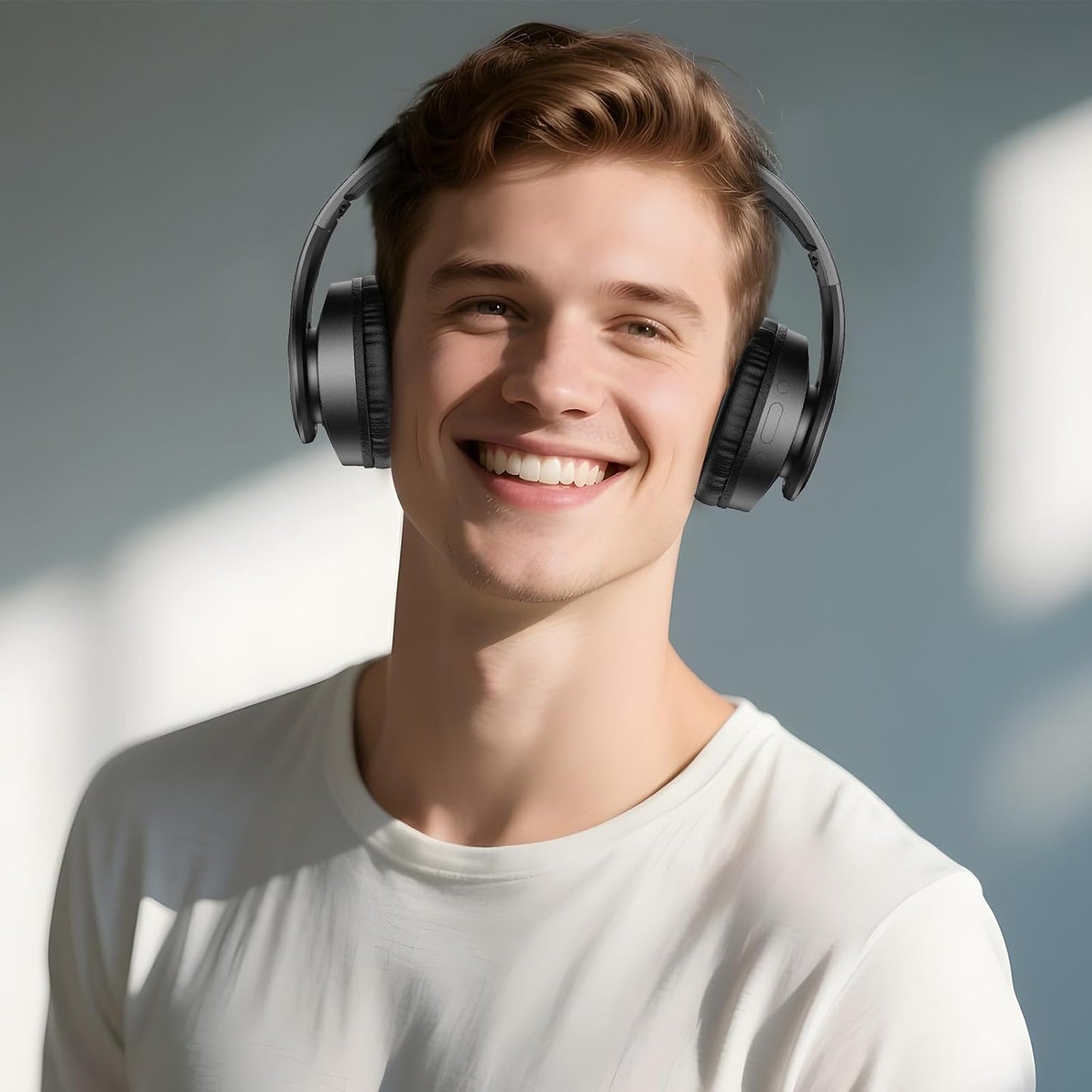 TUINYO Bluetooth Headphones, Over Ear Stereo Wireless Headset 40H Playtime with Deep Bass,Soft Memory-Protein Earmuffs,Built-in Mic Wired Mode PC/Cell Phones-Black