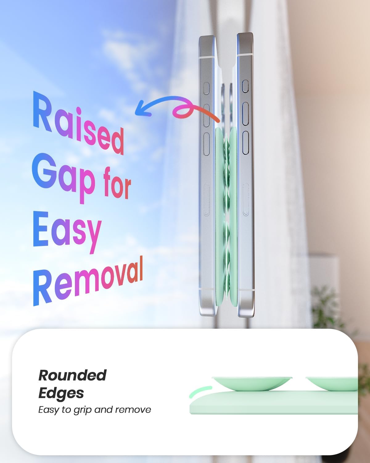 Klearlook Magnetic Suction Phone Mount for MagSafe Case, Removable Sticky Phone Grip Holder for Hands-Free Makeup/Selfie/Live Streaming/Vlog for TikTok & Instagram Influencer/Creator, Light Green