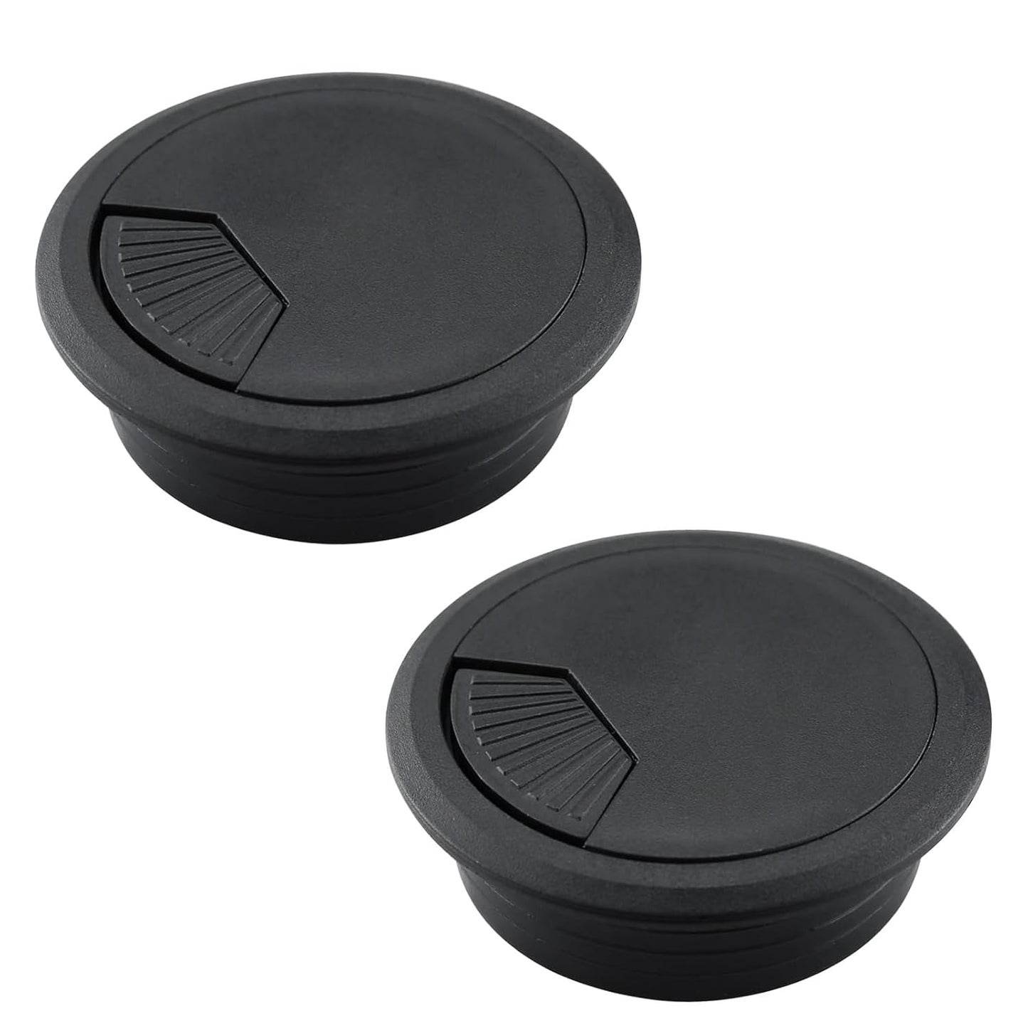 2 Pcs Desk Grommet 2-1/16" / 53 mm, Desk Cord Hole Cover, Cable Grommet ABS Plastic, Desk Hole Grommet for Home & Office Pc, Detachable Adjustable Cable Cord Organizer-Black