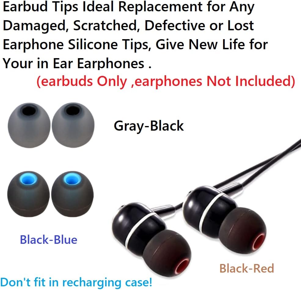 Replacement Earbud Tips Earbud Covers Silicone Tips Ear Gels Fit for Inner Hole from 3.8mm - 5.1mm Earphones 9 Pairs S/M/L