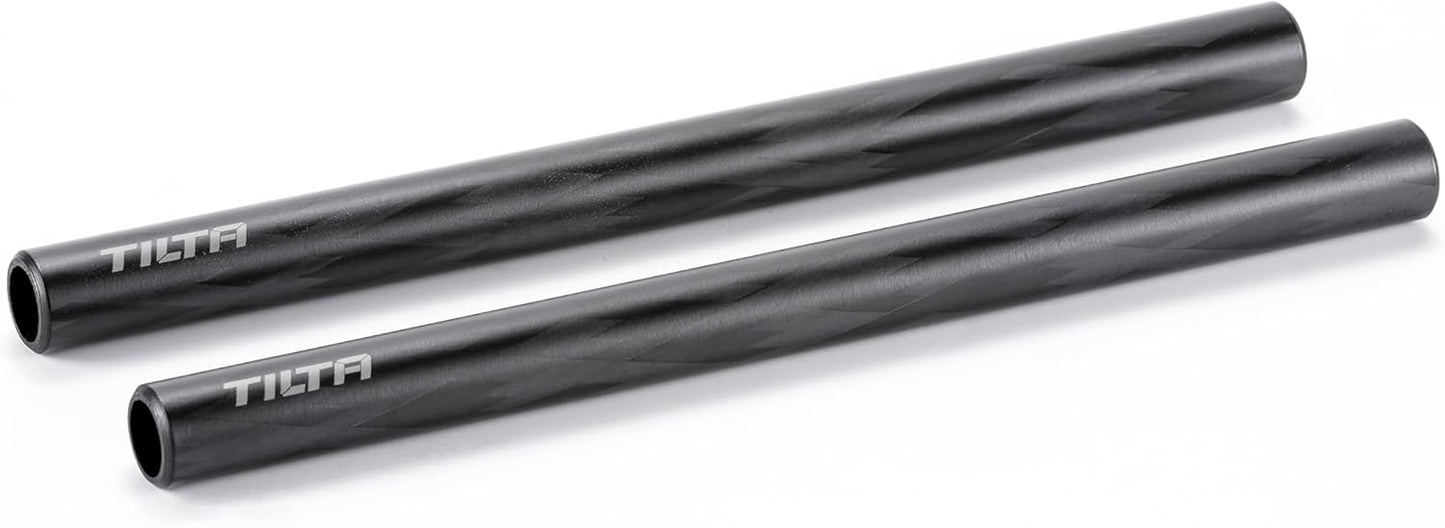 Tilta 2X Carbon Fiber Rods 15mm for Rail Support System | Increased Strength | Limited Reflection | Lightweight | DSLR Shoulder Rig, Camera Stabilizer Cage, Matte Box (20cm)