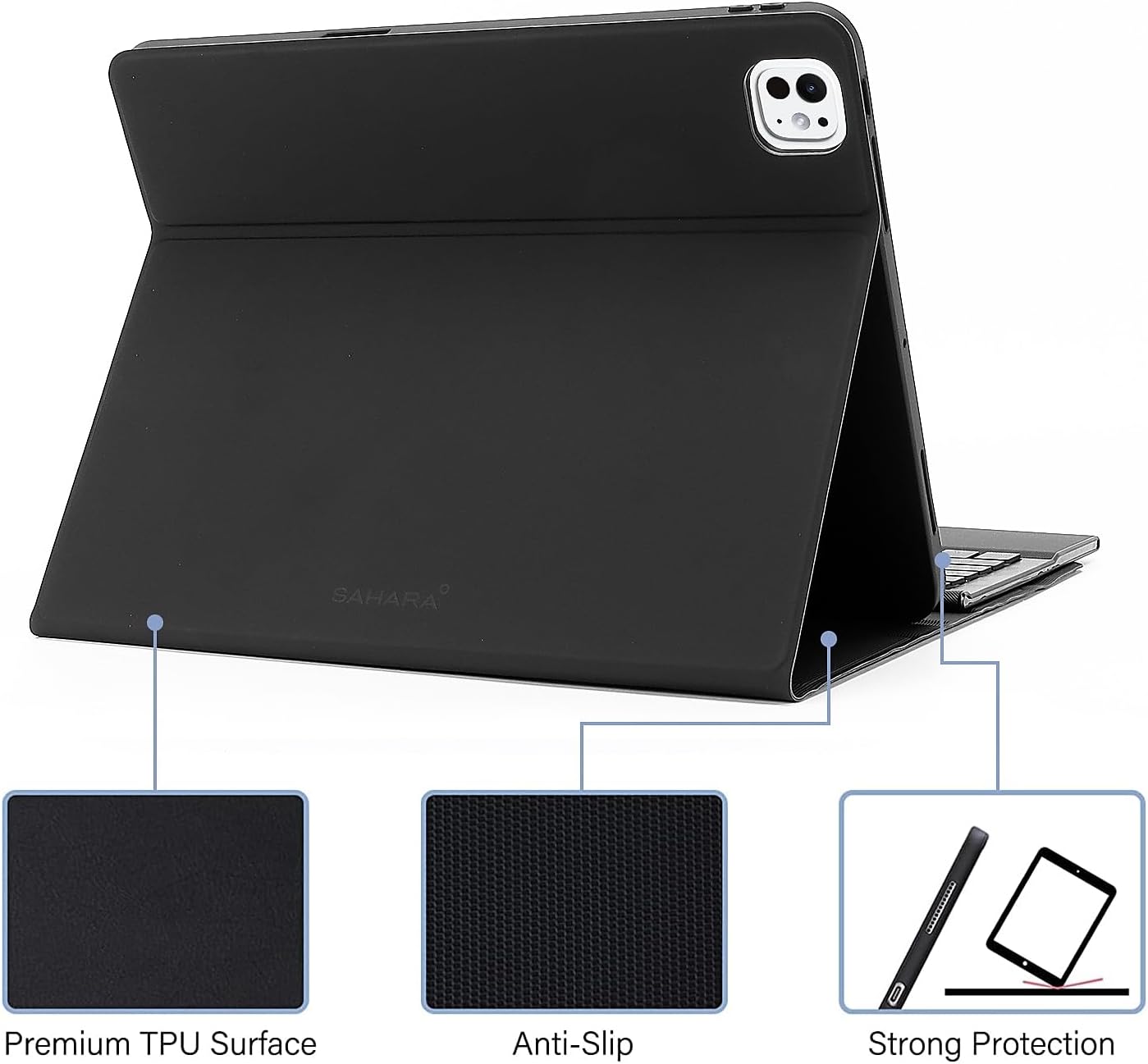 Sahara - Navigate Series Keyboard Case with Track Pad for iPad Pro (M4) 13" 2024, Black, (TB00388)