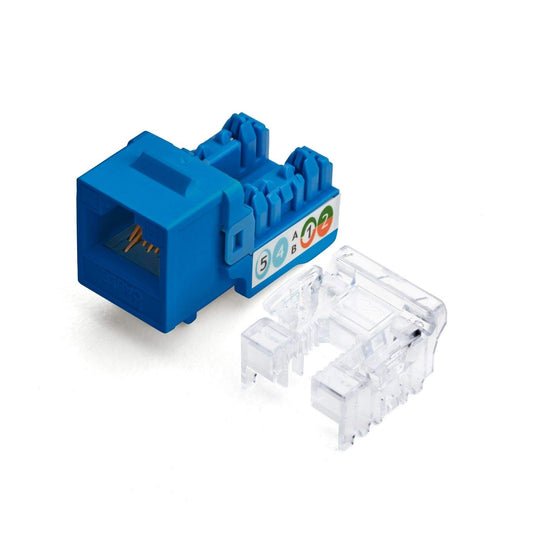 trueCABLE Cat6A Keystone Jack, Unshielded (UTP), 90 Degree Punch-Down, PoE++ (4PPoE), UL Listed, ETL Verified, ANSI/TIA Certified, Modular RJ45 Female, Blue, 12 Pack