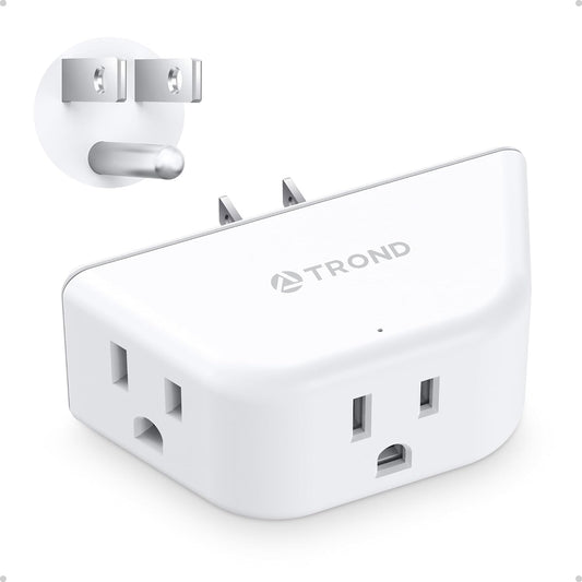 TROND Outlet Extender, 3-Prong Grounded Wall Plug Splitter, 3 Way Angled Outlet Adapter, Cruise Ship Essentials, Plug Expander with 3 Electrical Sockets for Bathroom, Kitchen, White