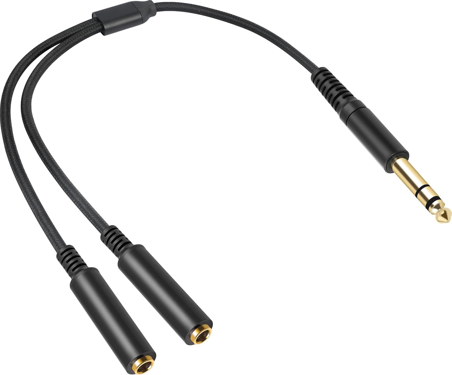 Devinal 1/4 inch TRS Splitter Cable, 6.35mm Stereo Y Cable, 1/4 Male Plug to Dual 1/4 Female Jack Cord, 12 inches / 30cm