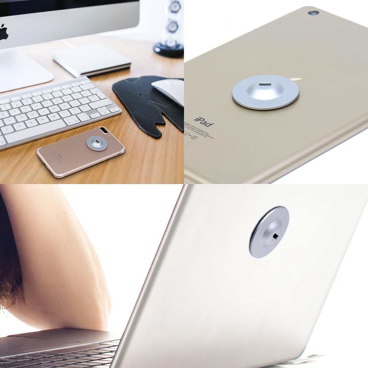 I3C Anchor Plate Adhesive Security Plate, Laptop Lock Plate with Slot, Universal Lock Plate for Laptop, Monitor, Smart Phone,Tablet, Other Electronic Products (Silver 4 Pack)