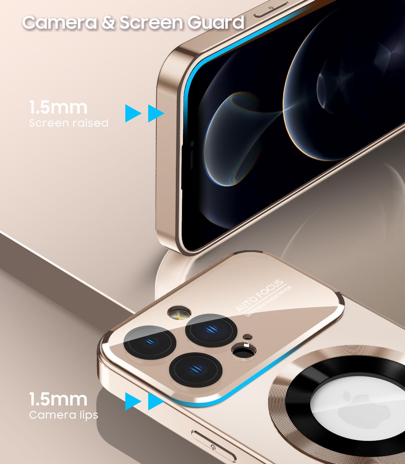 Magnetic for iPhone 12 Pro Max Case, Compatible with MagSafe, Built-in Camera Lens Protector, Logo View, Military Grade Drop Proof Phone Case Cover, Desert Titanium