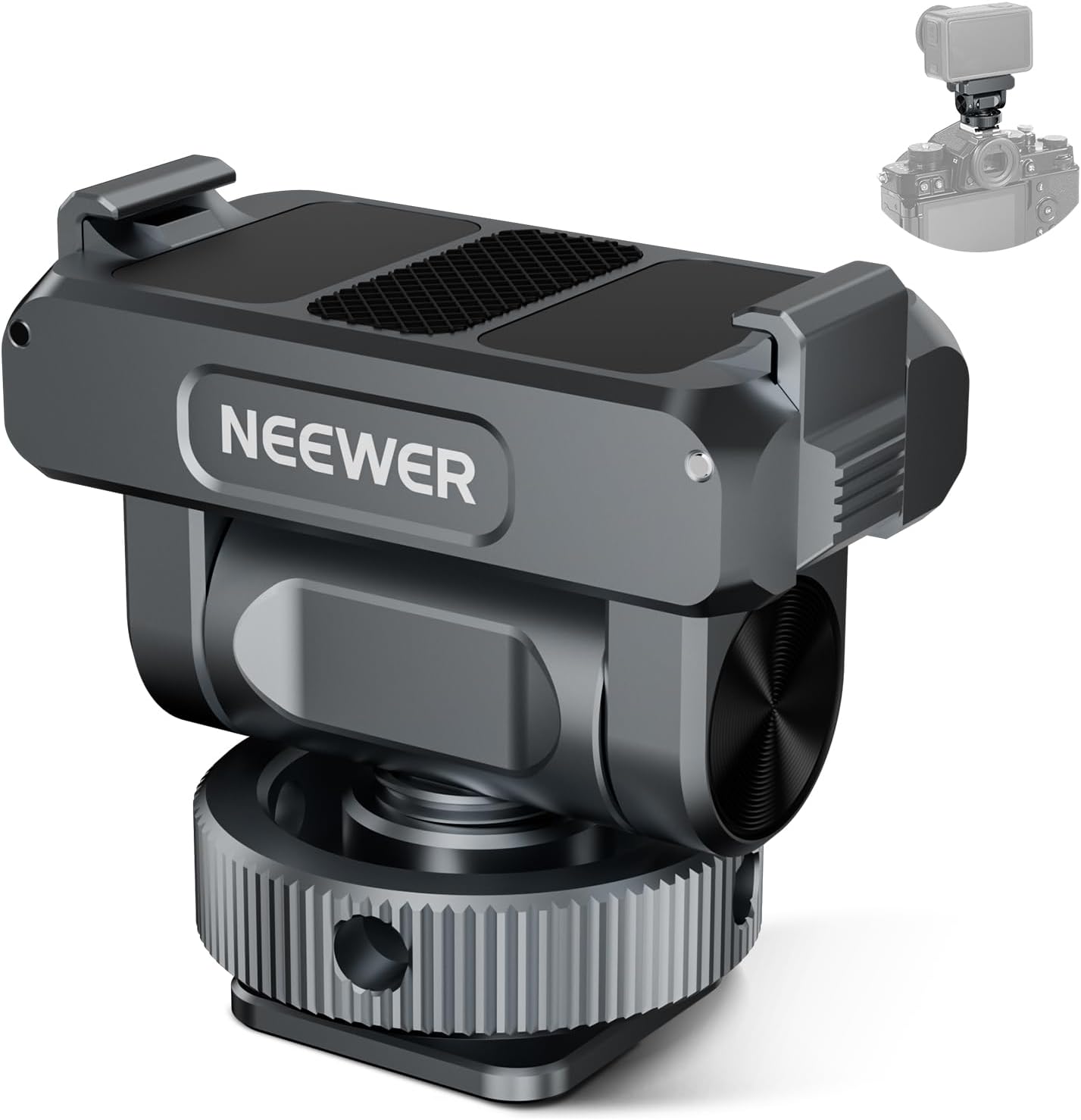 NEEWER Magnetic Mount Accessories Compatible with DJI Osmo 360 / Action 5 Pro / 4/3, Quick Release 160° Tilt Action Camera Adapter Mount with Cold Shoe, 1/4" Thread, AC012 Dark Gray