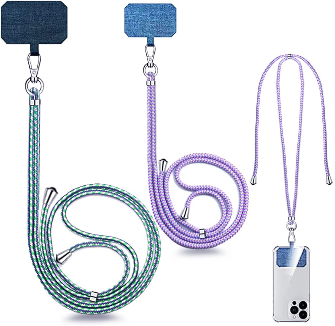 Cell Phone Lanyard Crossbody for Women - Adjustable Universal Phone Strap with Patch, Anti Theft Wrist Strap