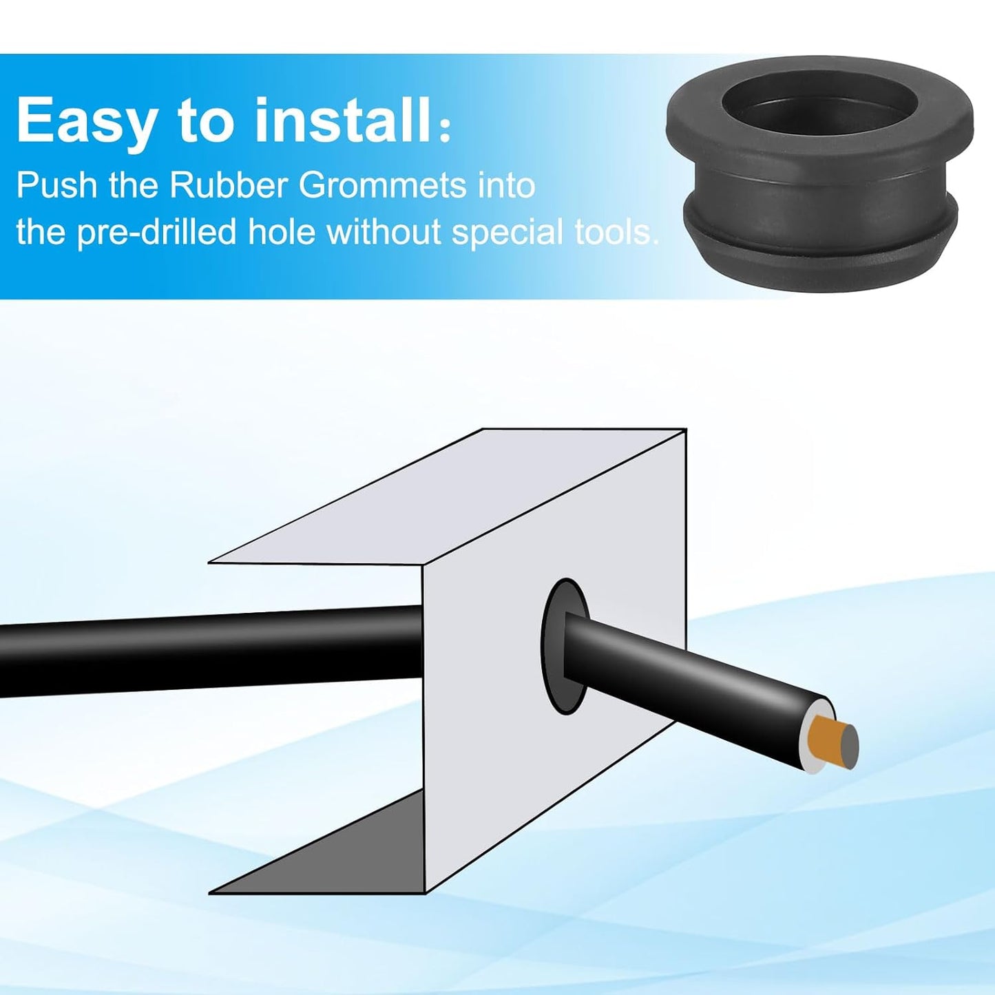 PATIKIL 21mm / 13/16 Inch Drill Hole,5/8 Inch ID Rubber Grommets, 3Pcs Top Hat Grommet for Wiring Eyelet Ring Gasket Automotive Firewall Cable Hole Plugs Wires Protection, Black