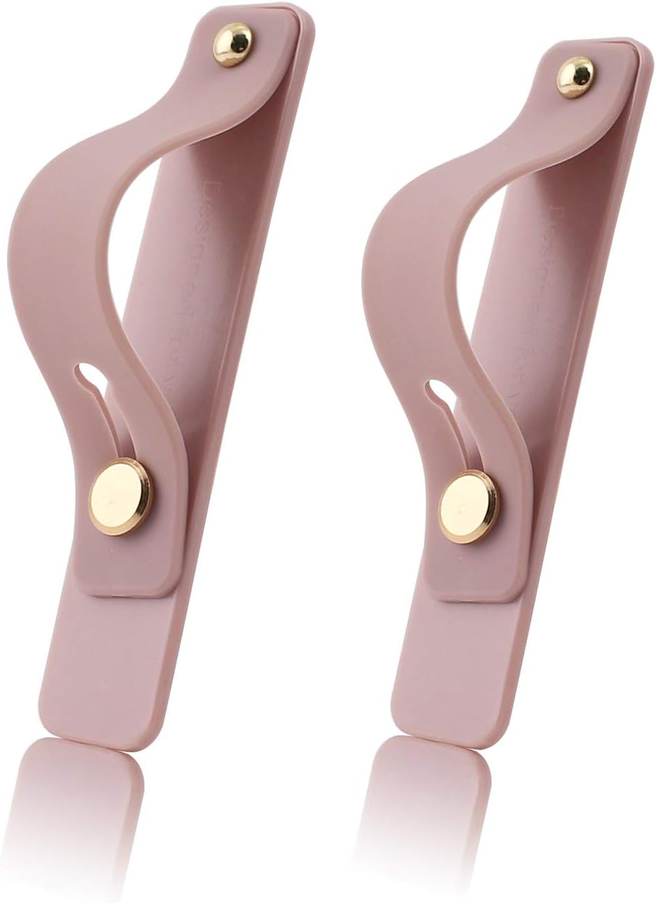 Removable and Reusable Cell Phone Grip Strap, Yetaida Telescopic Finger Kickstand Bracket Universal Silicone Phone Holder Stand and Portable Finger Loop for Most Smartphones Case (Pink)