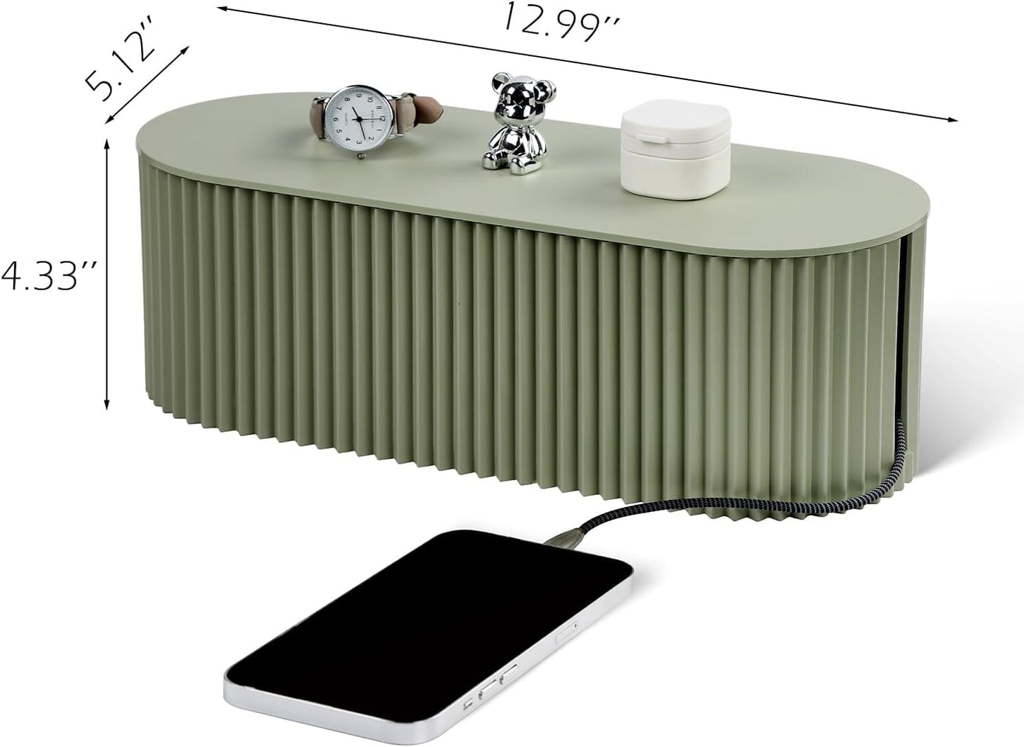 Cable Management Box Large Cable Organizer Box for Power Strips, Surge Protectors, Chargers, Adapters, TV Computer Wires Cable Hider Organizer Box with Cable Ties，Wire Ties - Green