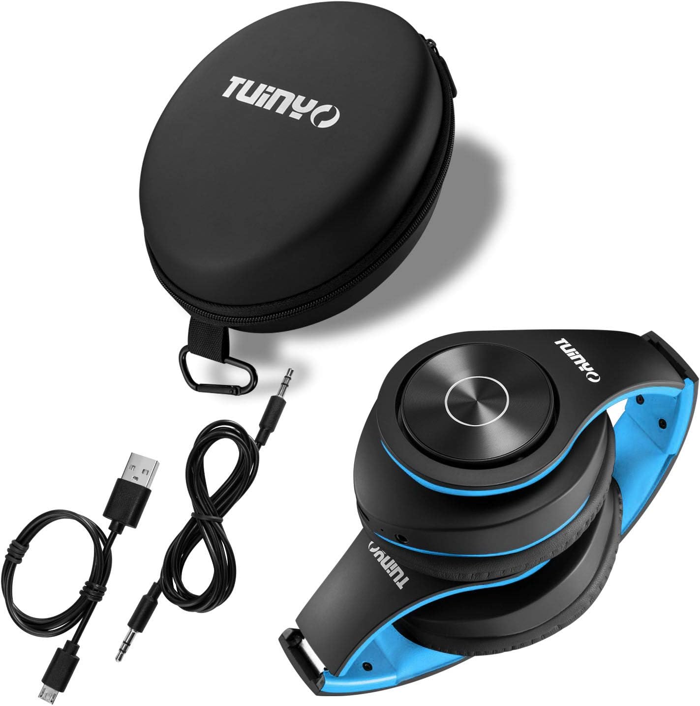 TUINYO Wireless Bluetooth Headphones - Over Ear Headset with 40H Playtime, Deep Bass, Memory-Protein Earmuffs, Mic & Wired Mode - Compatible with PC, Cell Phones & TV | Model