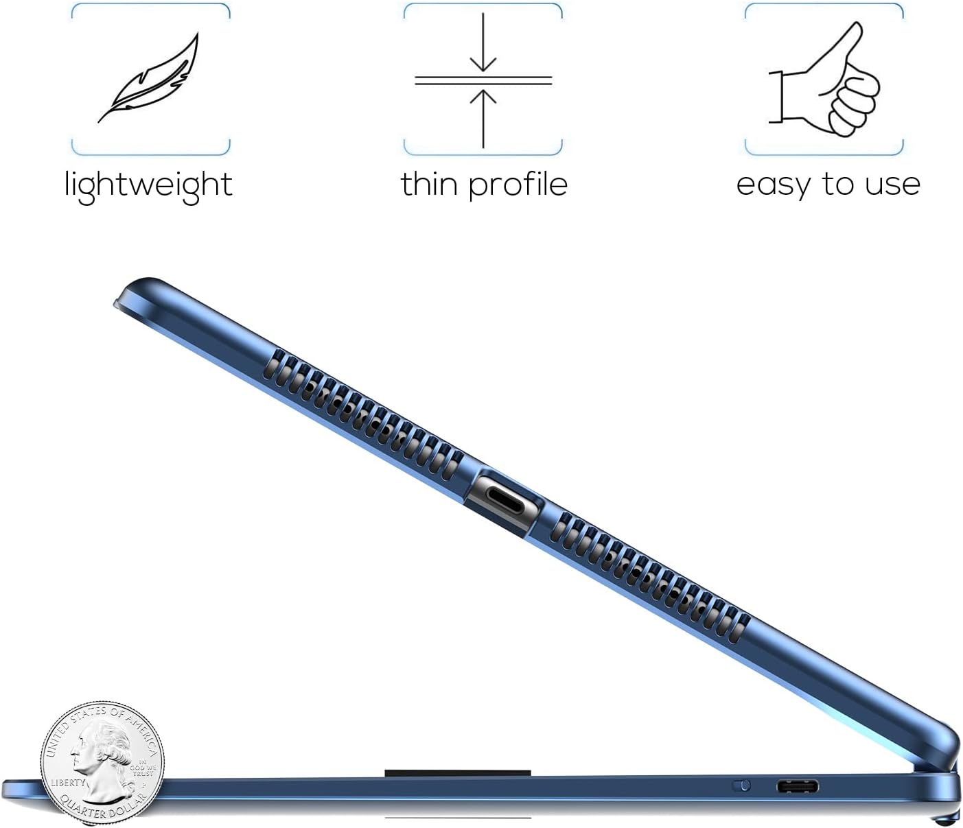 typecase Touch iPad 9th Generation Case with Keyboard (10.2", 2021), Multi-Touch Trackpad, 10 Color Backlight, 360° Rotatable, Thin & Light for 8th Gen (2020), 7th Gen (2019), Air 3 (Midnight Blue)