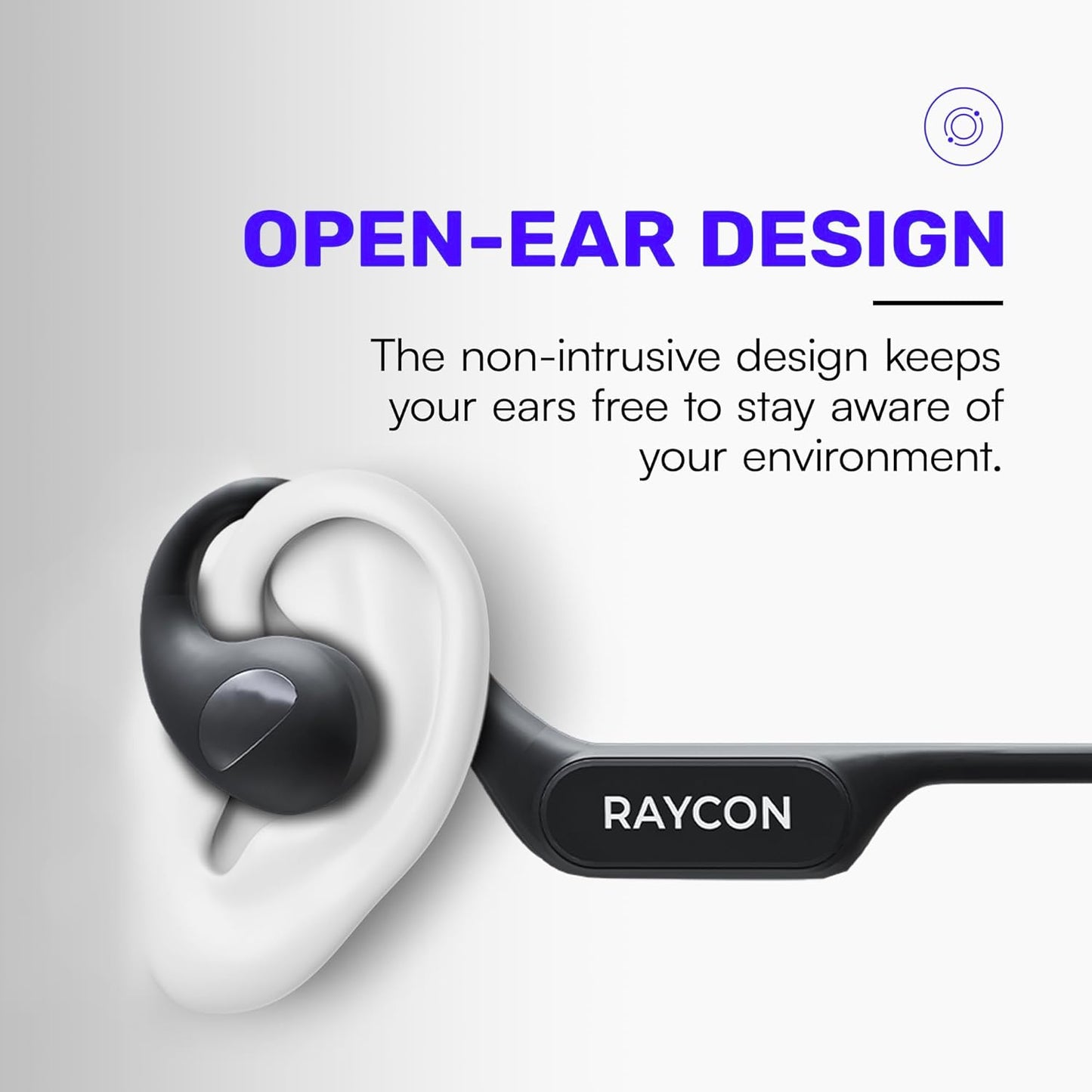 Raycon Open Headphones – Lightweight Wireless Over-Ear Design with Immersive Sound Quality, Long Battery Life, and Comfortable Fit for All-Day Wear - (Black)
