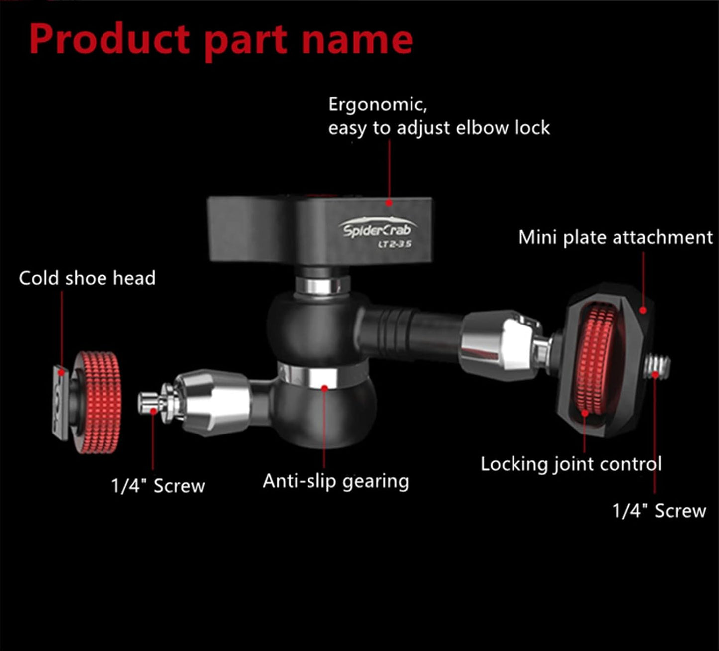 IFOOTAGE Magic Arm Clamp Adjustable Friction Power Articulating Magic Arm with 1/4" Thread Screw and Cold Shoe Mount for DSLR Camera Rig/Monitor/LED Lights (5.5Inc)