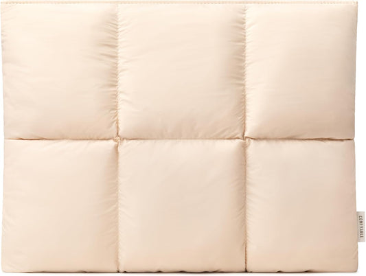 Comfyable Puffy Laptop Sleeve 13 Inch 14 Inch, Quilted Puffer Laptop Carrying Case, Pillow Case Compatible with MacBook Air M4 2025 M3 M2 M1, MacBook Pro M4 Pro/Max, Beige
