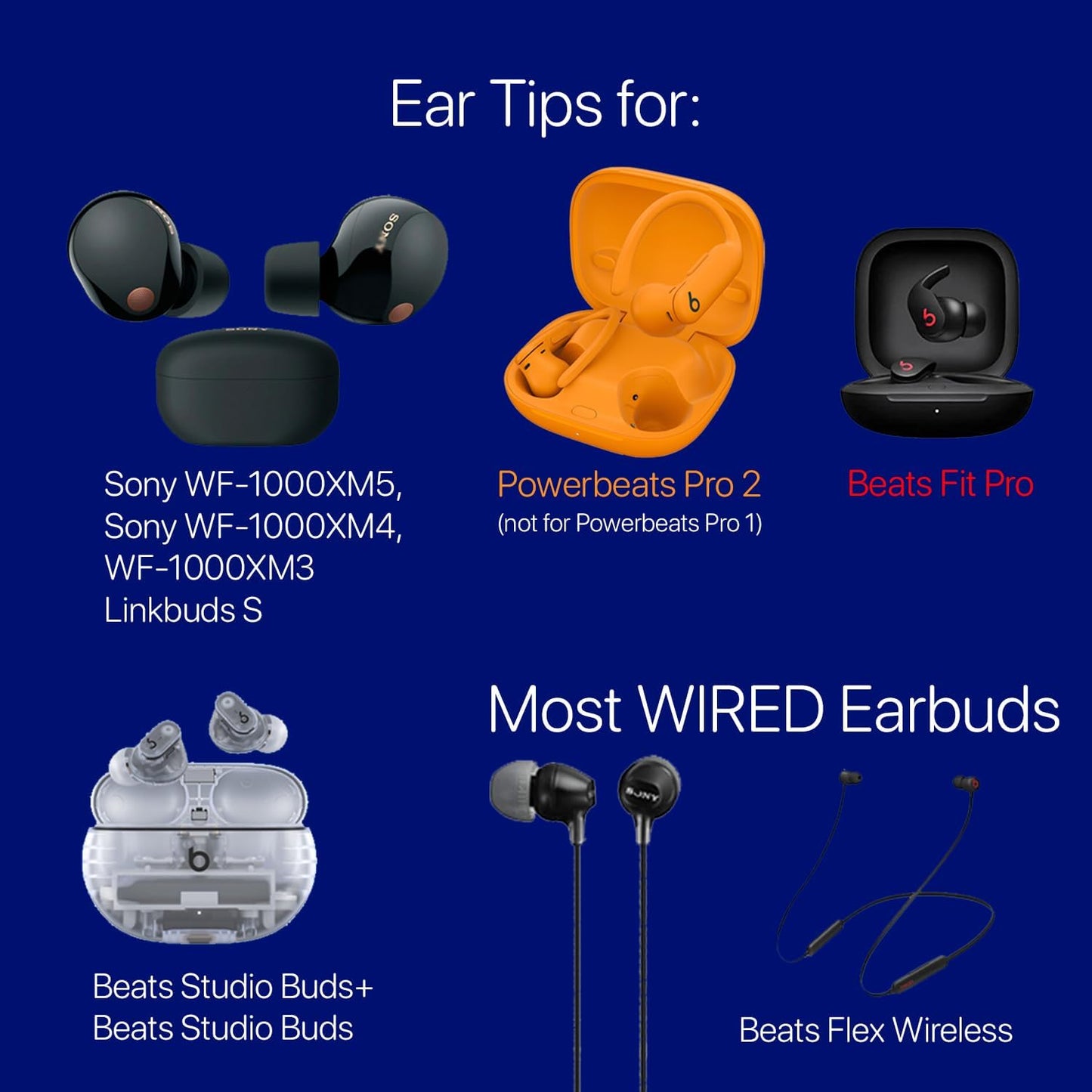 AirFoams Pro Universal Memory Foam Ear Tips with Silicone Shield Patented for Sony WF-1000XM5, WF-1000XM4, Powerbeats Pro 2, Beat Fit Pro, Beats Studio Buds Plus, Beats Flex. Replacement. (SML)