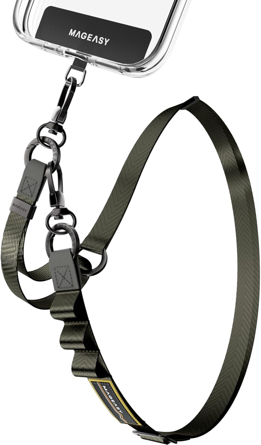 MAGEASY 2-In-1 Cell Phone Lanyard Crossbody - Universal Crossbody Phone Strap & Phone Wrist Strap with Built-in Keychain, Phone Tether Tab | Anti Drop & Anti Theft for Daily & Outdoor Activities