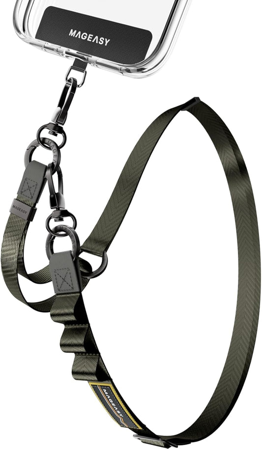 MAGEASY 2-In-1 Cell Phone Lanyard Crossbody - Universal Crossbody Phone Strap & Phone Wrist Strap with Built-in Keychain, Phone Tether Tab | Anti Drop & Anti Theft for Daily & Outdoor Activities