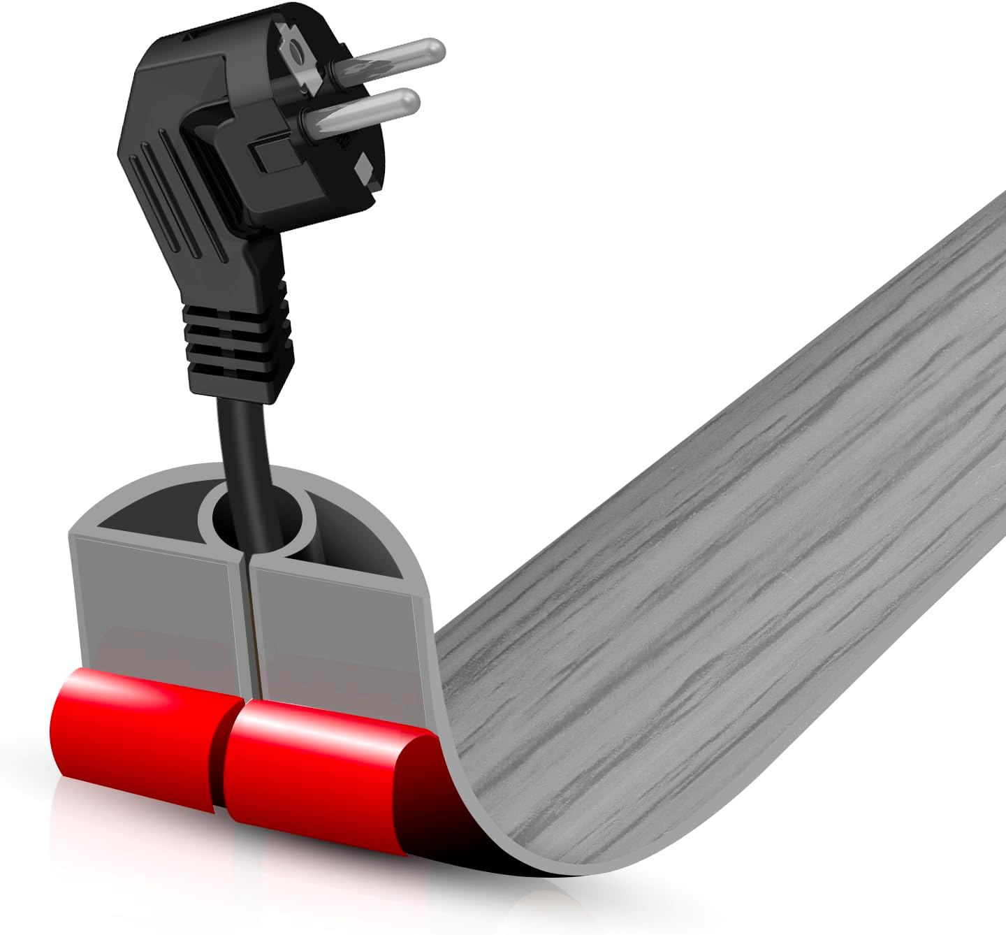 Floor Cord Cover Self Adhesive Cord Hider,3.3FT Cable Management, Extension Strip Protector for Wires, Prevent Cable Trips for Offices, Gyms, Exhibitions Cavity:0.3"(W) x 0.28"(H) Gray Wood