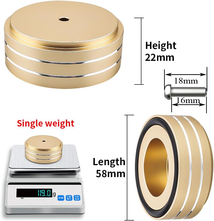 Viborg HiFi Speaker Spikes Isolation Stand Feet Pads 58x22MM, 4X Speaker Floor Protector Shock Absorber with Rubber Ring and Mounting Screws(M4*0.7) for AMP Turntable DAC Recorder