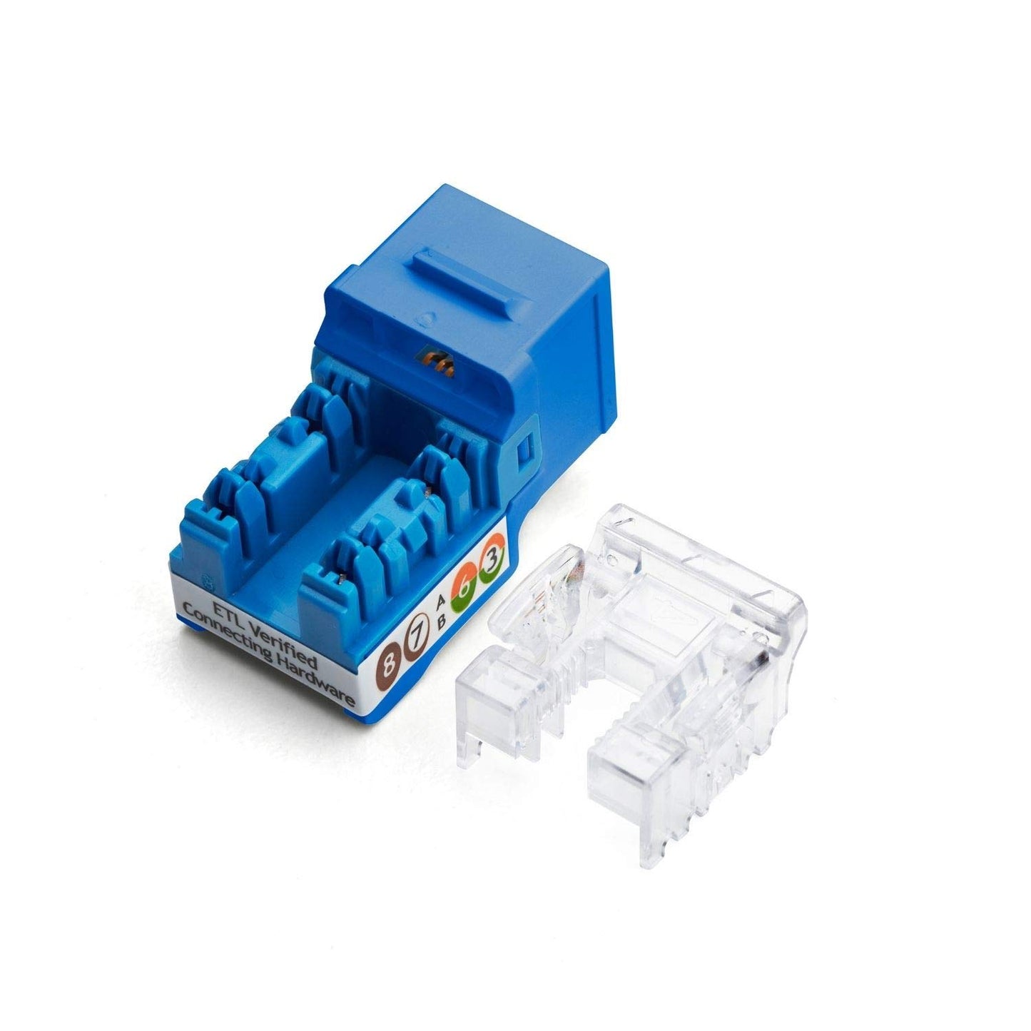 trueCABLE Cat6A Keystone Jack, Unshielded (UTP), 90 Degree Punch-Down, PoE++ (4PPoE), UL Listed, ETL Verified, ANSI/TIA Certified, Modular RJ45 Female, Blue, 12 Pack