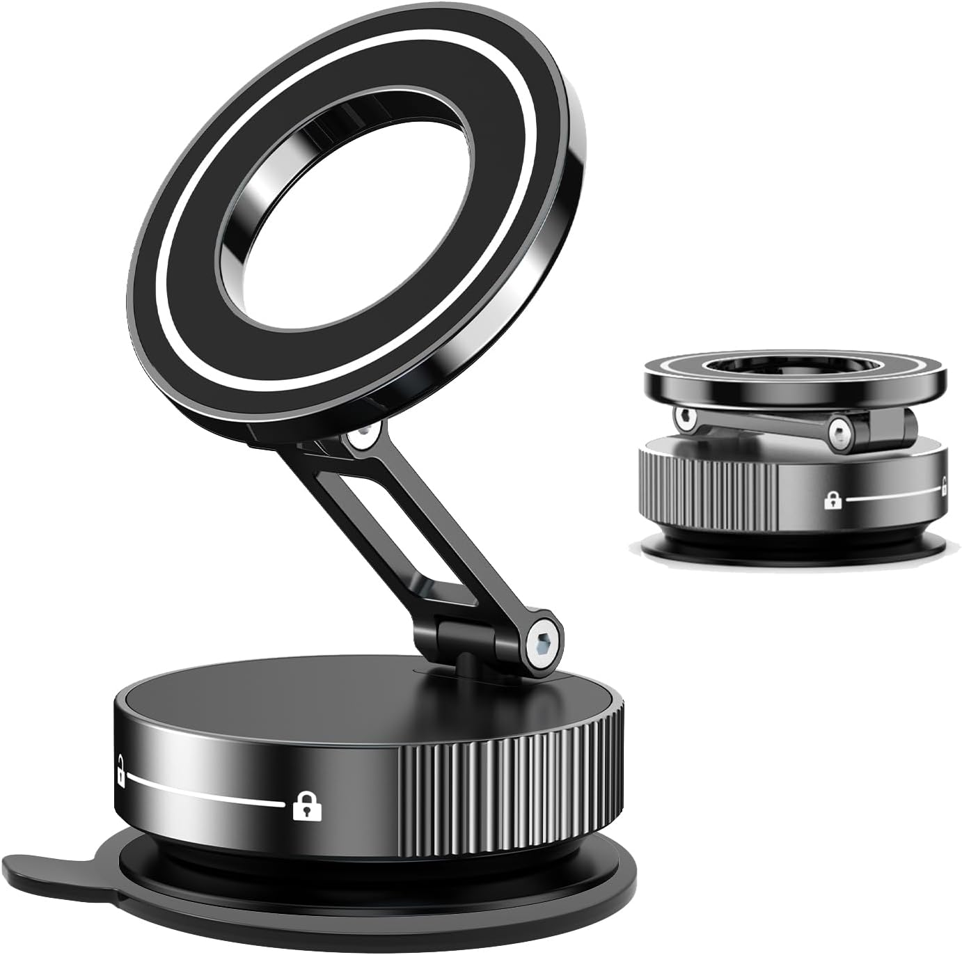 360° Vacuum Suction Cup Magnetic Car Phone Holder [ 96+LBS Suction & 2800gf Magnetic ], Foldable Portable Magnetic Phone Holder for Your Car, Car Phone Mount for iPhone 16/15/14/13/12 Series