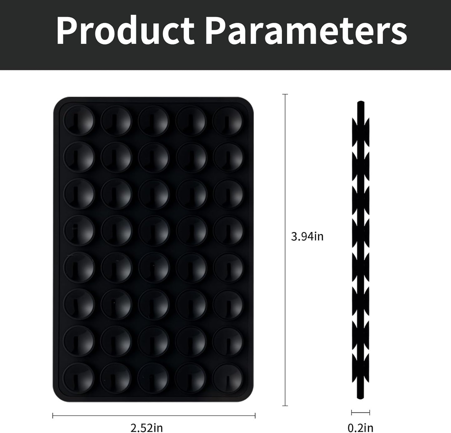 2 Pack Silicone Double-Sided Suction Grip – 40 Cups per Side, Strong Hold for iPhone, Galaxy, Pixel, Android – Hands-Free for Selfies & Videos (Black)