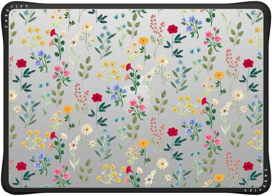 CASETiFY Impact MacBook Air 13.6" (M2-M4) Case [Cushioned Impact Corners/Scratch-Resistant/Anti-Slip Grip] - Spring Botanicals 2 - Clear Black