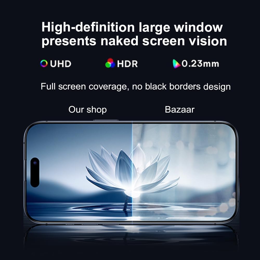OneFish Screen Protector for Iphone 16 Plus, HD Clarity Tempered Glass Film 9H+ Hardness, with Hassle-Free Installation Frame, Dust-Free Bubble-Free Anti-Fingerprint, 2Pack