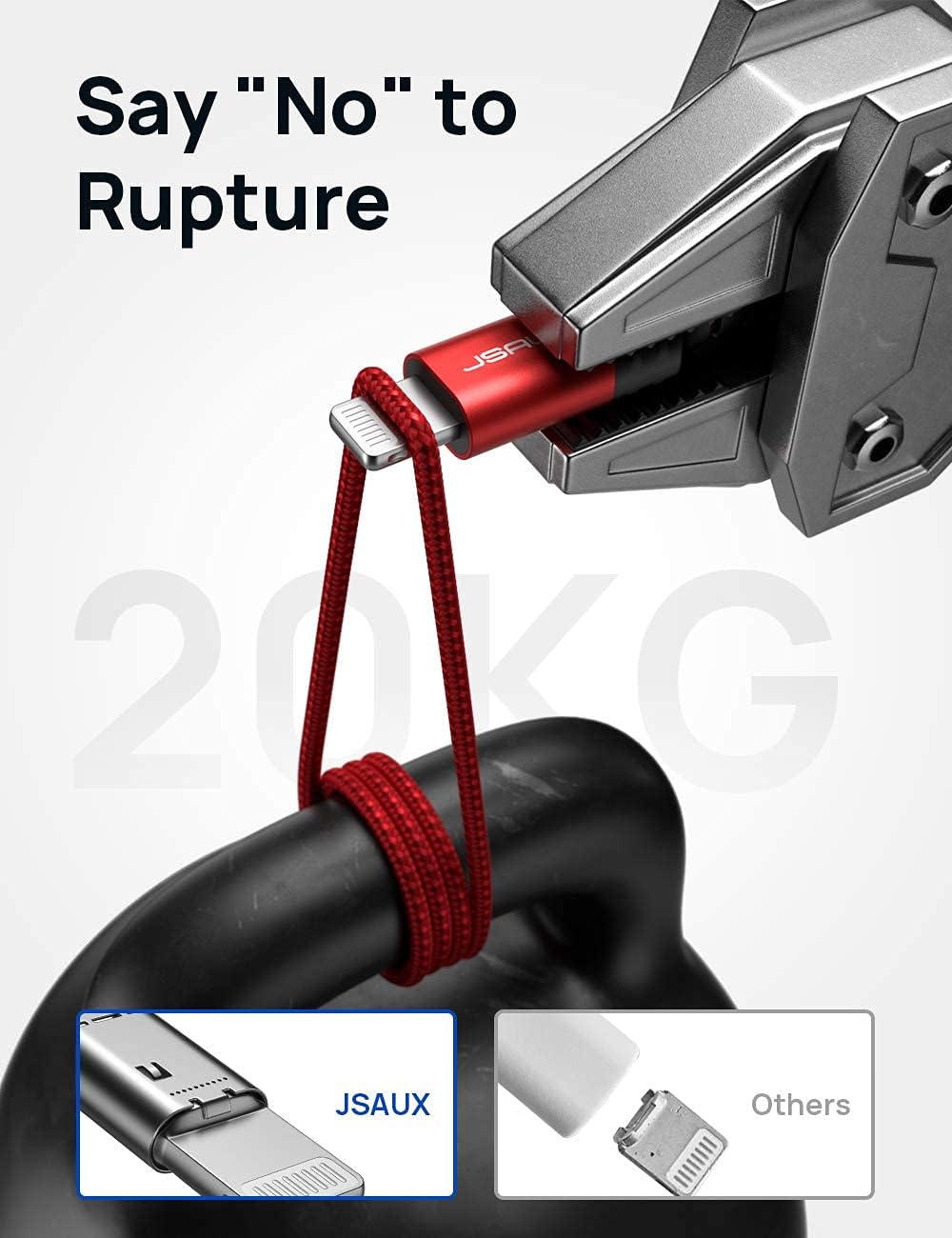 JSAUX MFi Certified Lightning Cable 6ft, Charger Cable for iPhone Nylon Braided Heavy Duty, Upgraded C89 USB Lightning Cord for iPhone 11 Xs Max X XR 8 7 6s 6 Plus SE 5 5s, iPad, iPod-Red