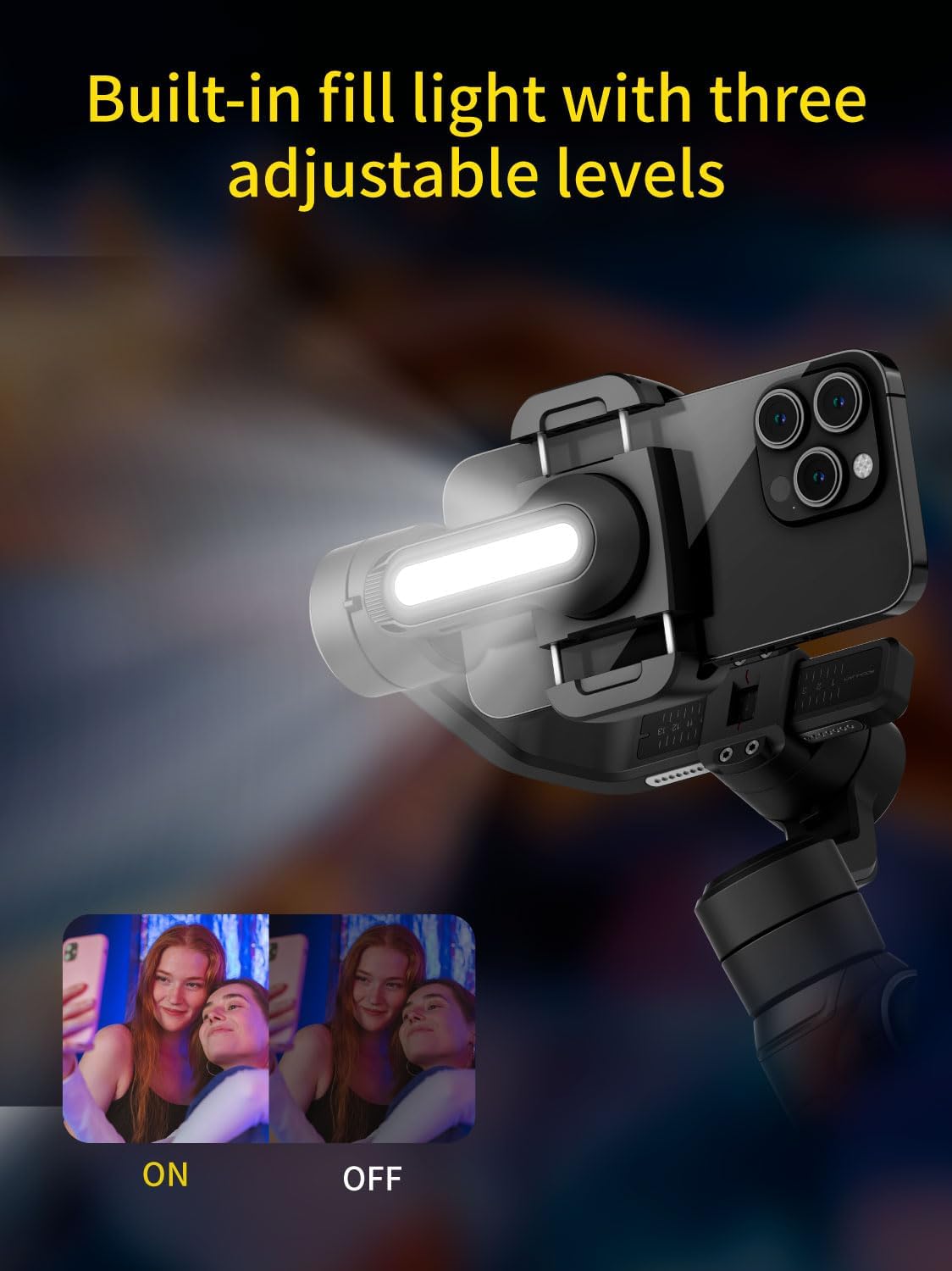 Gimbal Stabilizer for Smartphone, 3-Axis Industry-Standard Gimbal w/360°Rotation, Phone Stabilizer Built-in Extension Rod, Professional Gimbals w/Fill Light for iPhone/Android-Smart S2