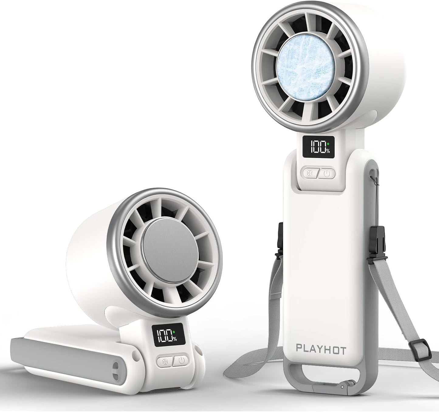 Portable Handheld Turbo Fan with Ice Cooling, Rechargeable Personal Fan, Up tp 12Hrs Cooling, 5 Speed 25550RPM Powerful Portable Fan for Travel, Outdoor, Camping, Hiking (White)