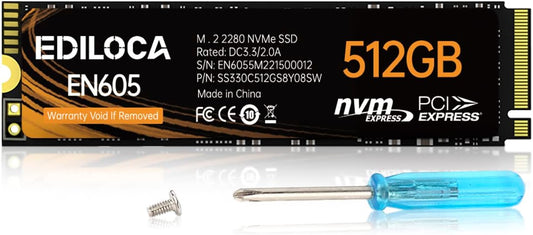 EN605 512GB M.2 SSD, NVMe1.3 PCIe Gen3 x4 SSD TLC, Internal Hard Drive, M.2 2280 - Read/Write Speed up to 2150/1600 MB/s - Internal SSD Compatible with Laptop & PC Desktop