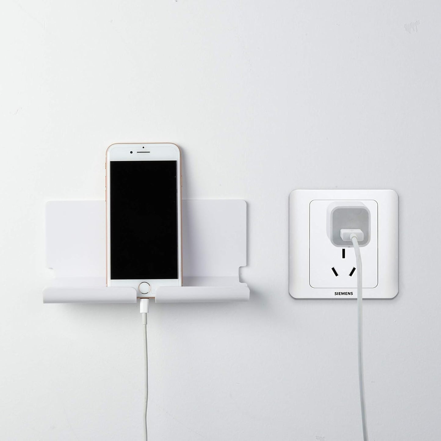 TXEsign Adhesive Wall Phone Tablet Holder Mount Stand for Tablet Smartphones eReader Wall Holder Mount Shelf (White)