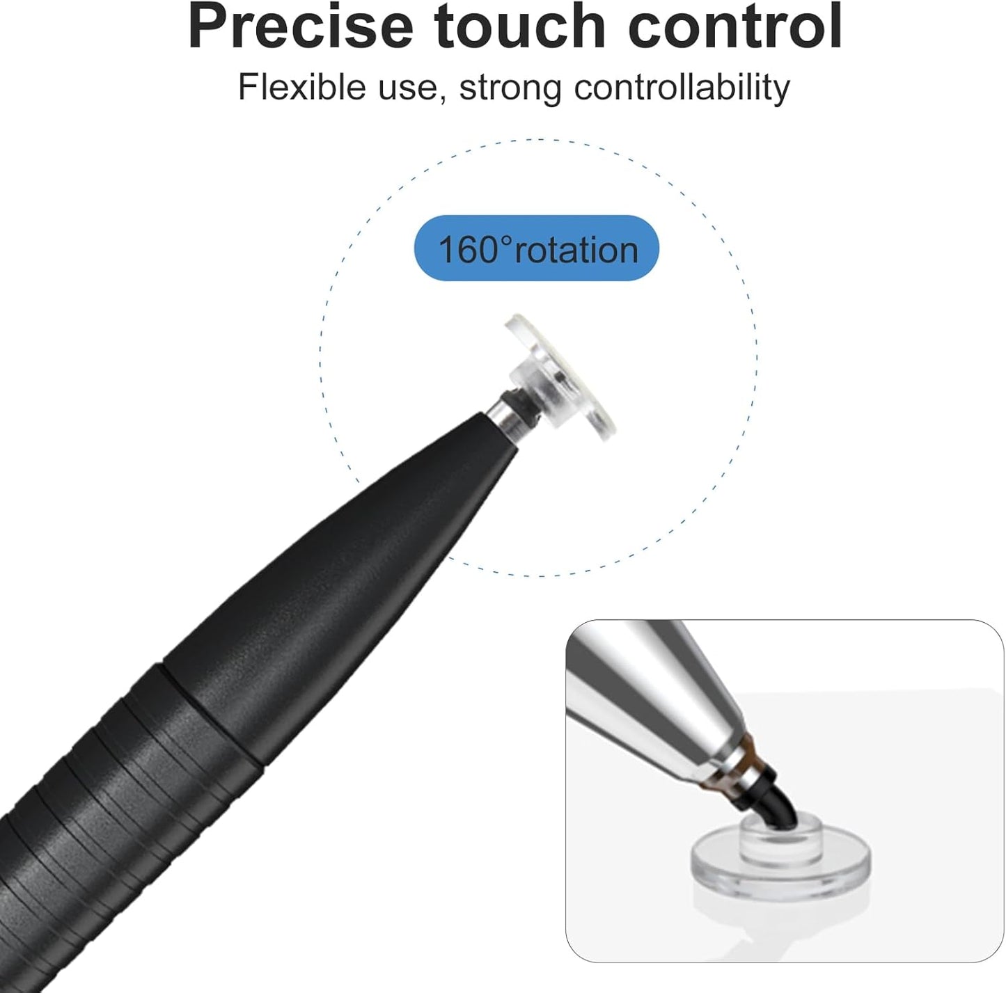 24pcs Stylus Tips Replacement Tips Only, High Precision Replaceable Stylus Pen Disc Tops, Silicone Round Stylus Pen Tip for Mobile Phones and Tablet PC Touch Screen Devices