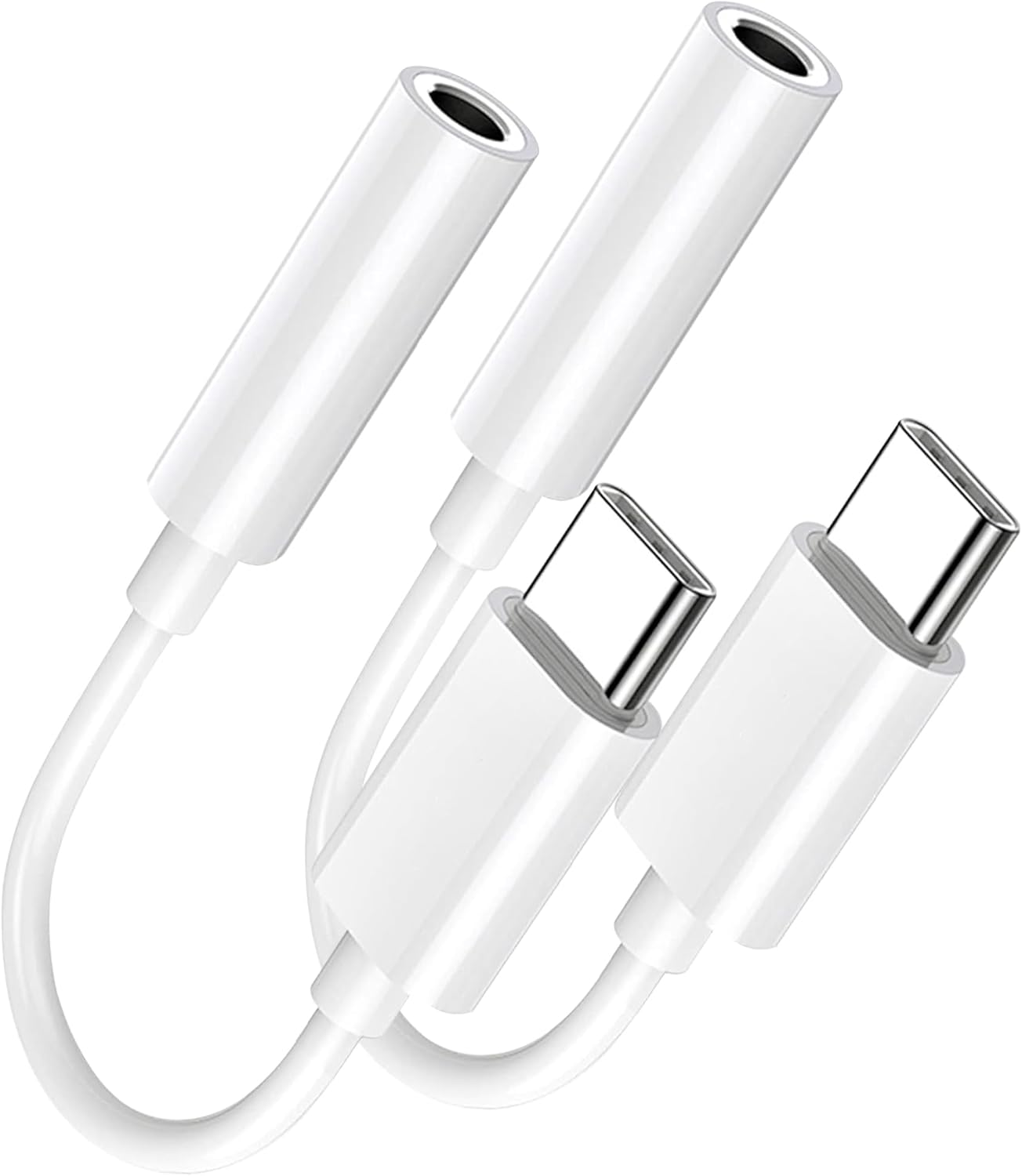 USB Type C to 3.5mm Female Headphone Jack Adapter 2 Pack, USB C to Aux Audio Dongle Cable Cord Compatible with iPhone 16 15 Series, S24/S23 Ultra, iPad Pro, MacBook, Pixel XL More Type-C Devices