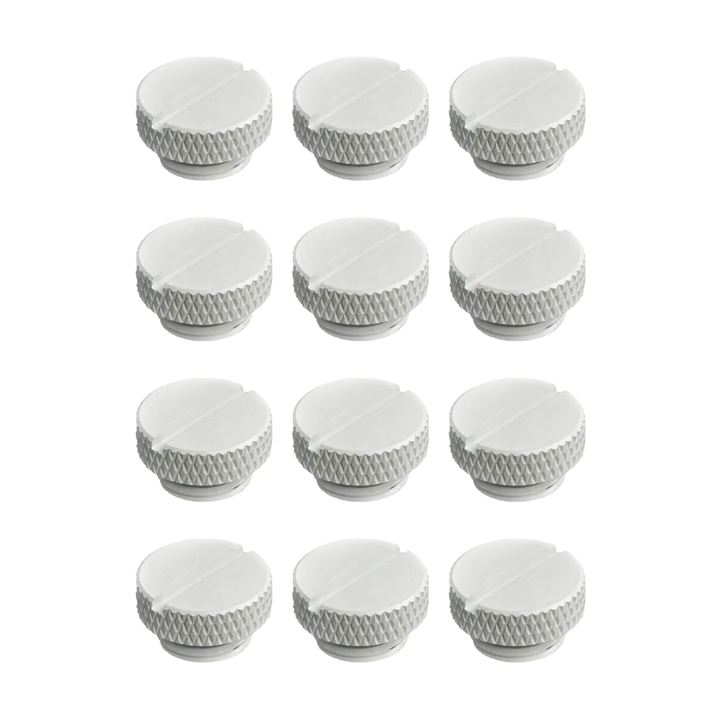 Dracaena.io 12 Pack G1/4" Thread, Thin Water Stop Plug Fitting with Coin Slot for Computer Water Cooling System, Durable Brass/Copper Material, White