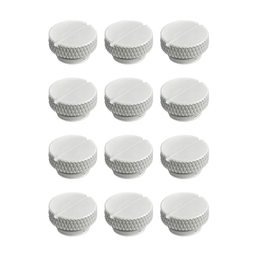 Dracaena.io 12 Pack G1/4" Thread, Thin Water Stop Plug Fitting with Coin Slot for Computer Water Cooling System, Durable Brass/Copper Material, White