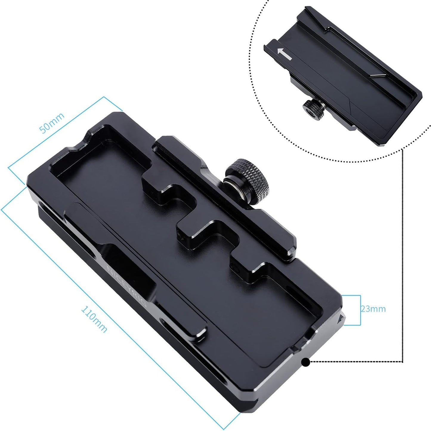 NICEYRIG Extended Quick Release Plate for Manfrotto-Style to Quick Release Clamp for Arca-Swiss, Tripod to Gimbal Adapter Applicable for DJI RS 4/4 Pro/3/3 Pro/2/RSC2, Ronin S - 563