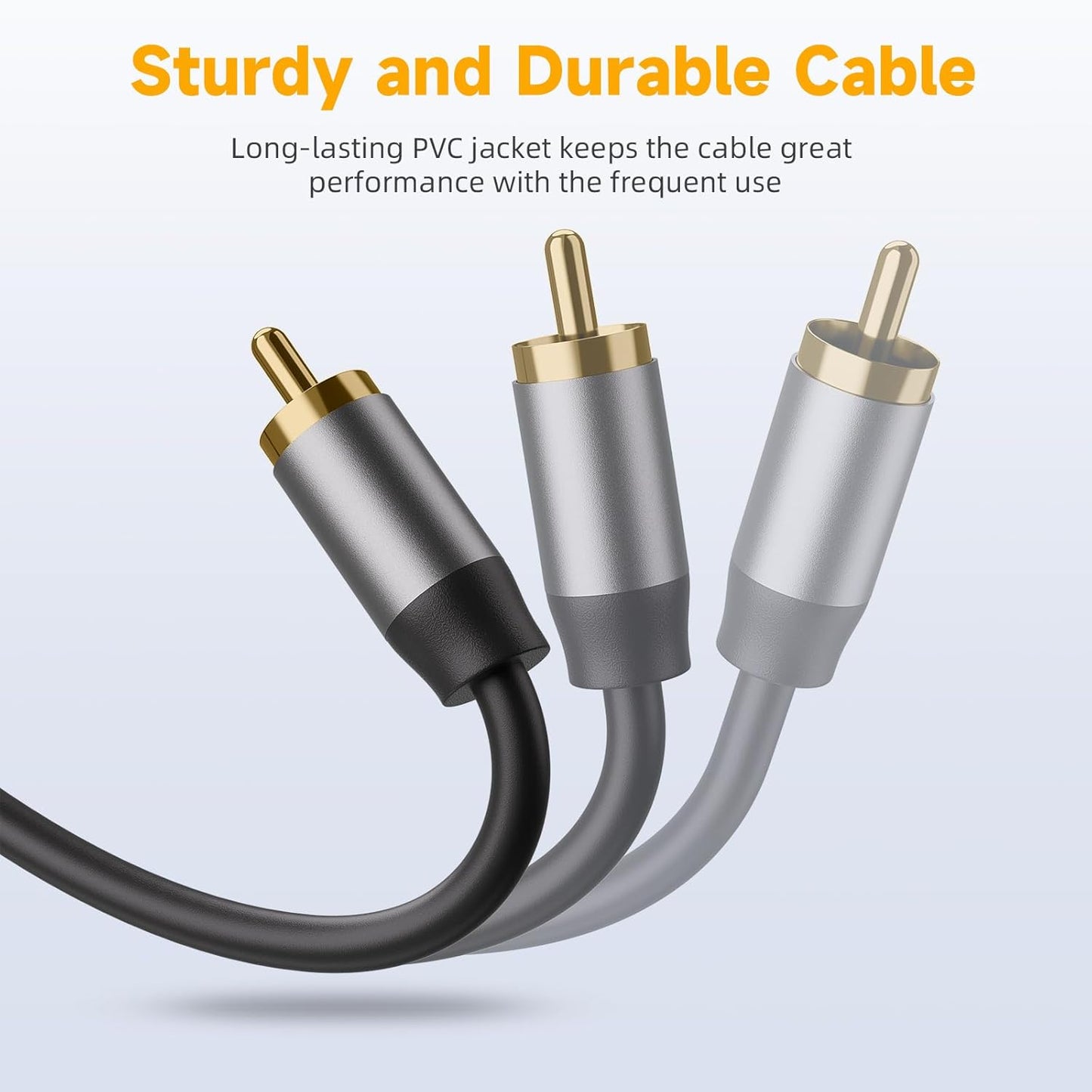 2RCA to 2RCA Cable 4.9FT (Male to Male), Gold-Plated Stereo Audio Cable for Home Theater, HDTV, Amplifier, Hi-Fi Systems, Car Audio, Gaming Consoles, Speakers, Subwoofer (4.9FT/1.5M)