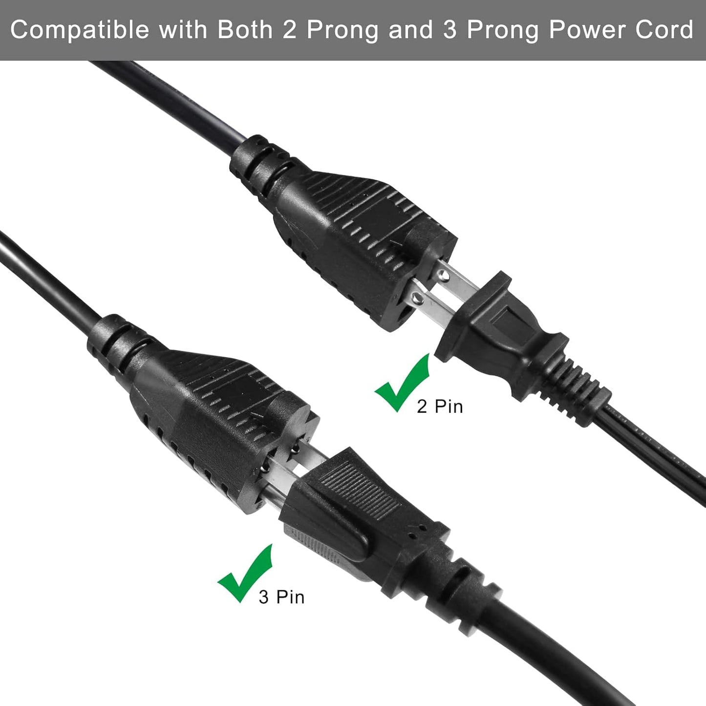 Power Cord Extension Y Splitter - 1 to 2 Way Outlet Adapter NEMA 5-15P 90-Degree Flat Plug to 2 X NEMA 5-15R with SJT 16AWG 3-Prong Cable Wire Extender Space Saver for Kitchen Home Office