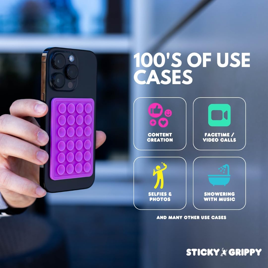 Suction Phone Case Mount, Sillicon Adhesive Phone Accessory for iPhone and Android, Hands-Free Fidget Toy Mirror Shower Phone Holder, Tiktok Videos and Selfies (Chocolate)