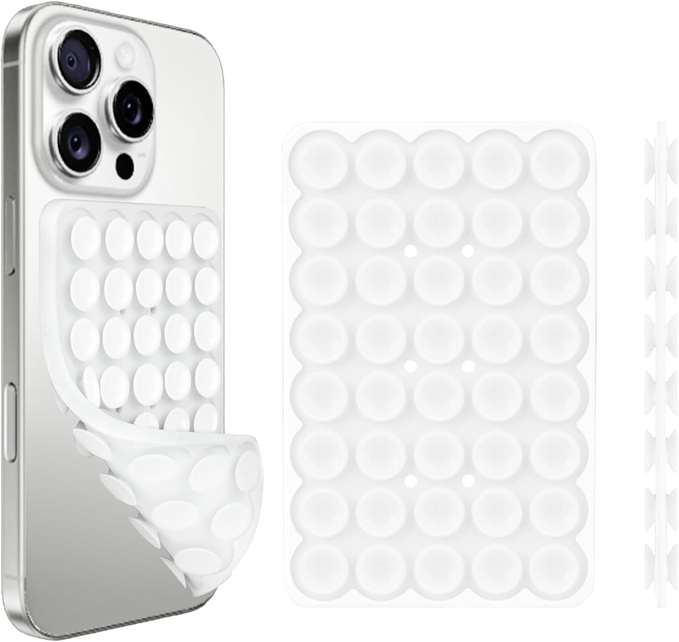 1 Pack Silicone Suction Cup Phone Case Mount Double Sided, Phone Accessories Hands-Free Strong Grip Holder for Selfies and Videos, Silicon Phone Stand Sticky for iPhone and Android Transparent